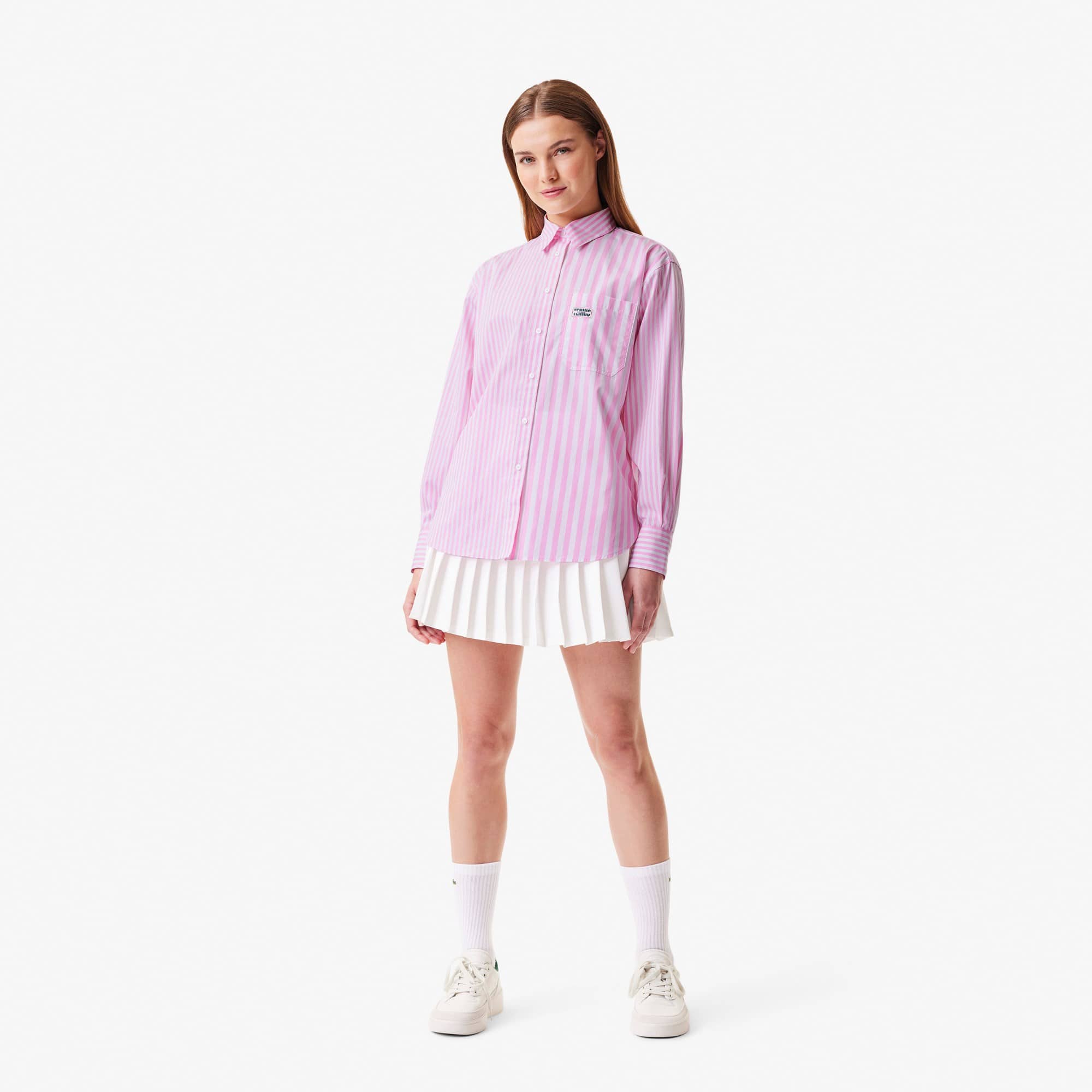 Women's Striped Cotton Poplin Shirt - T-Shirts & Tops - New