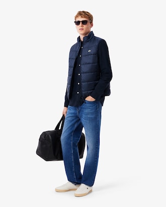 Chamarra de plumón corta, sin mangas y repelente al agua