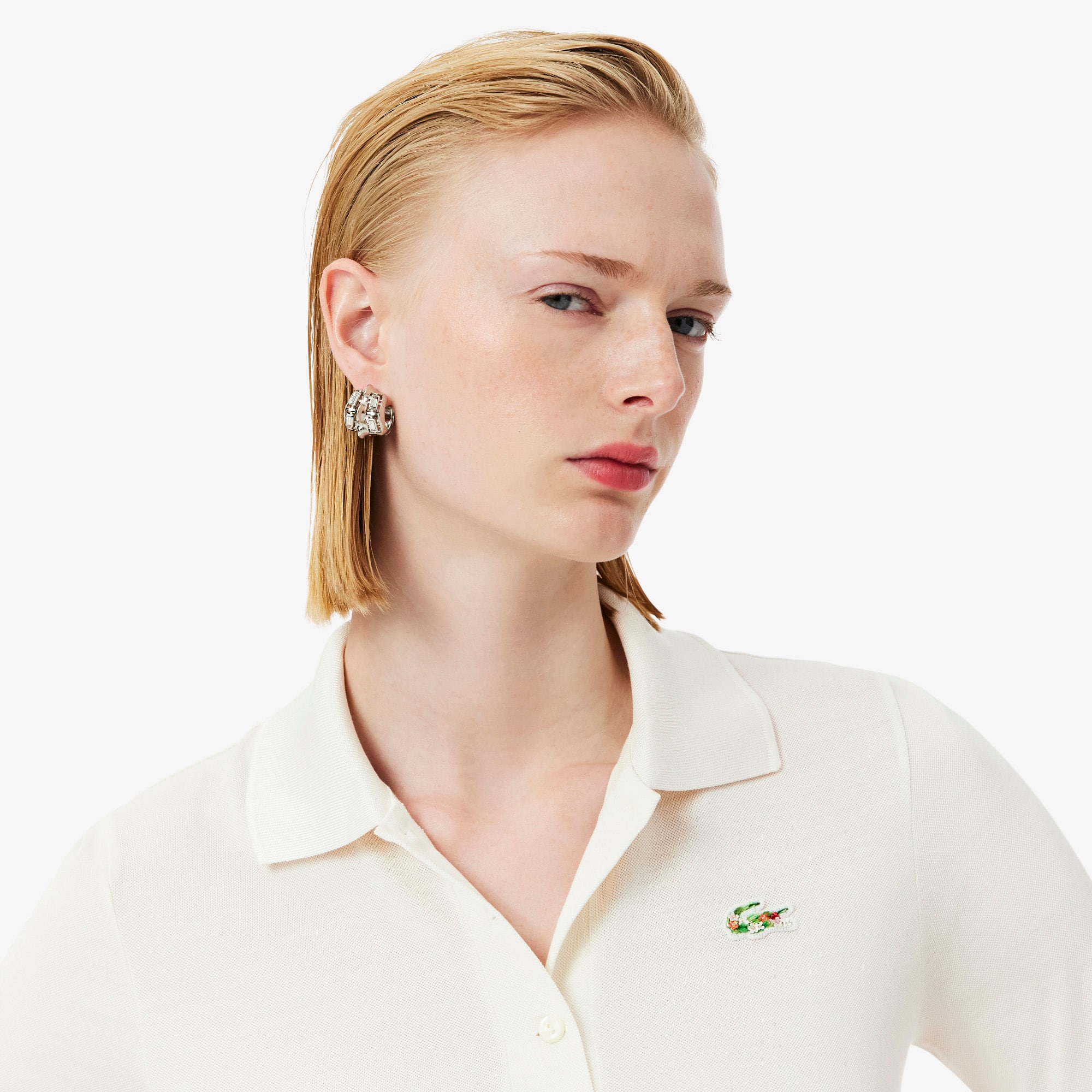 Runway Slim Fit Beaded Crocodile Silk Polo Shirt