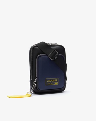 Lettering & Pockets Smooth Leather Zip Bag