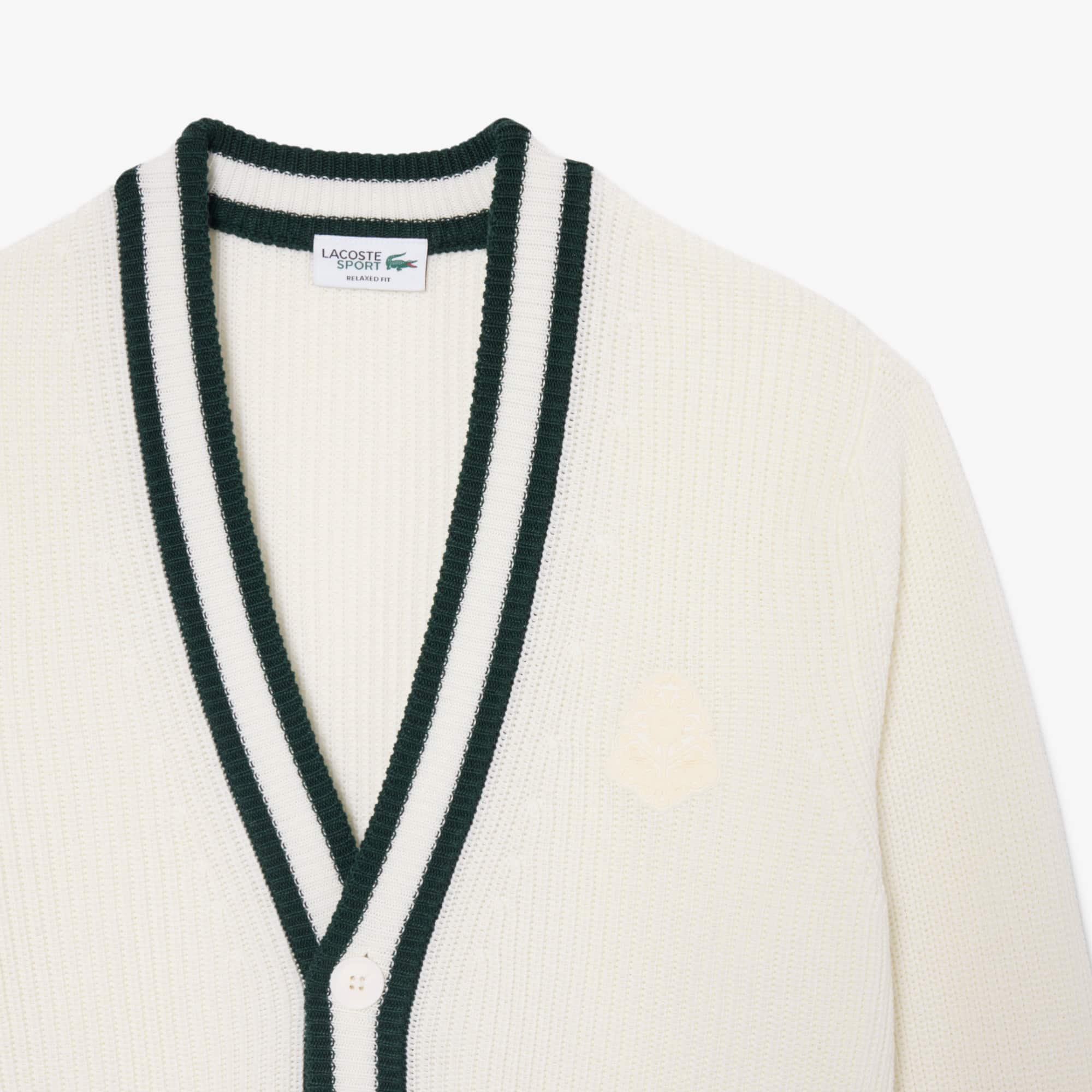 Badge Accent Wool Blend Golf Cardigan