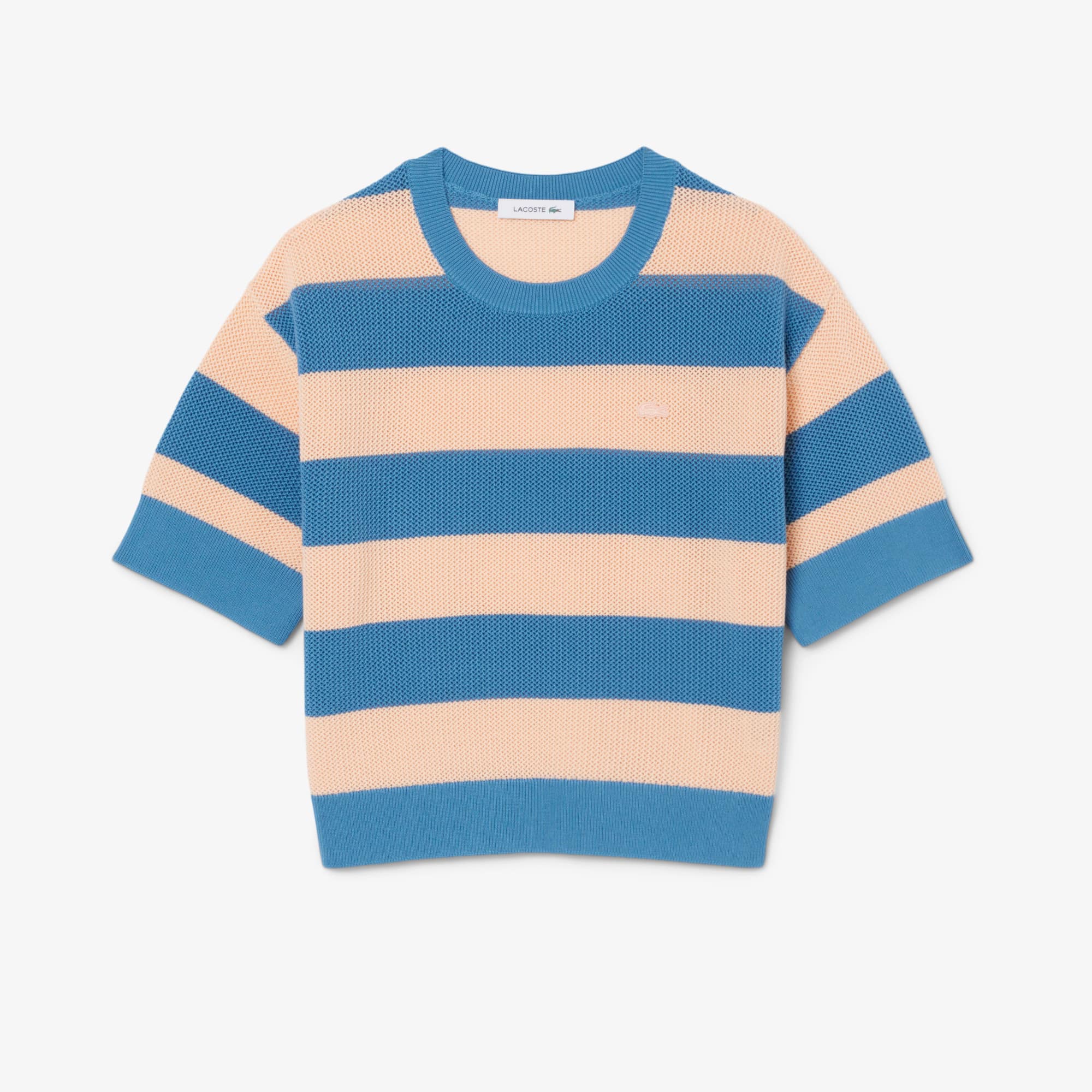 Lacoste Striped Mesh Knit T-shirt - 38 In Multi