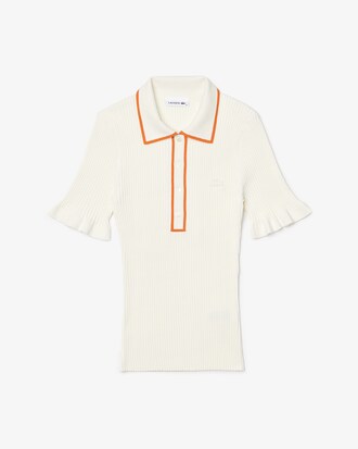 Polo de punto con mangas con volantes para mujer