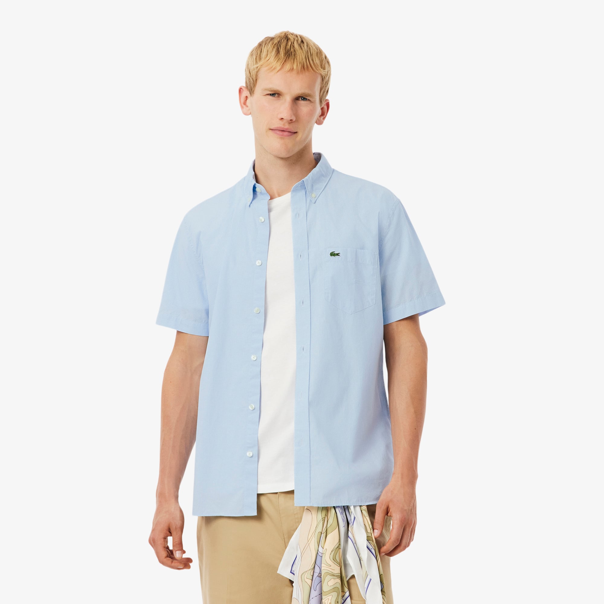 Lacoste Men's Short Sleeve Regular Fit Gingham Shirt - 15¾ - 40