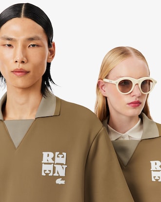 Runway Badge Accent Oversized Satin Polo Shirt