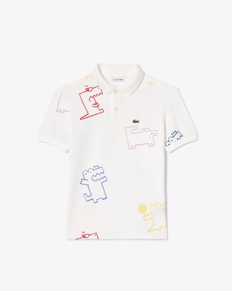 Kids' Crocodile Print Mini Piqué Polo