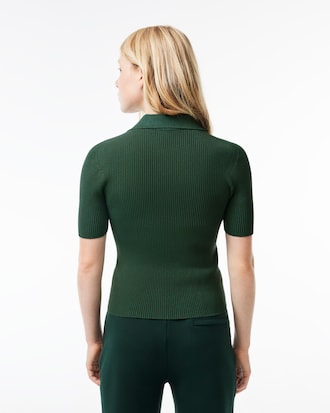 Women's Zip Neck Rib Knit Polo