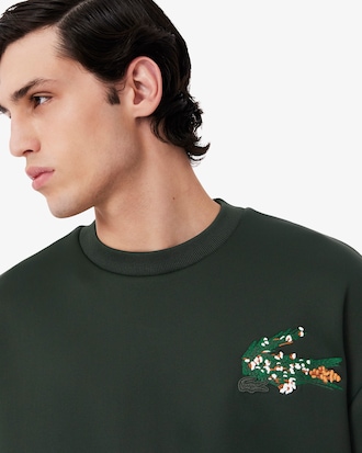 Runway Floral Crocodile Satin Sweatshirt