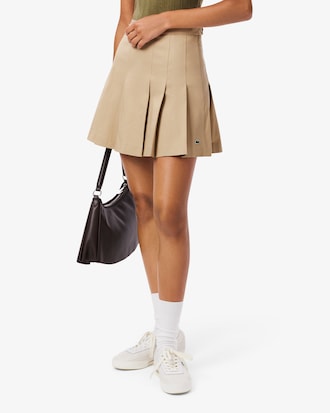Women's Short Stretch Cotton Pleated Skirt