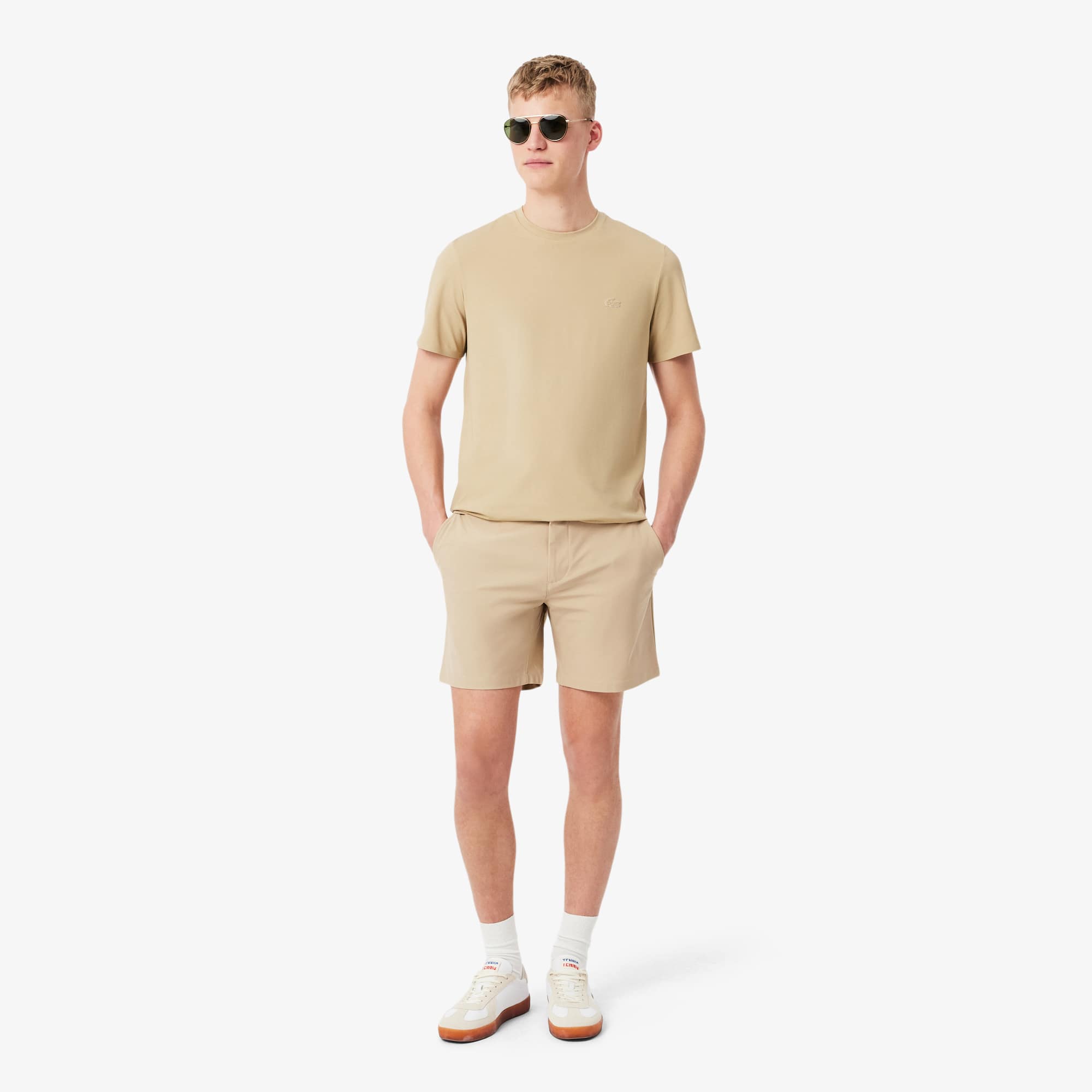 メンズウェア #ADJUSTABLE SHORTS - BEIGE - Men's Slim Fit Commuter Shorts - Shorts & Swim - New In 2026 | Lacoste
