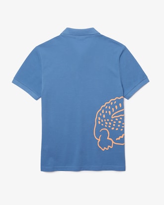 Polo Lacoste de corte regular en piqu&eacute; de algod&oacute;n con estampado de cocodrilo para hombre