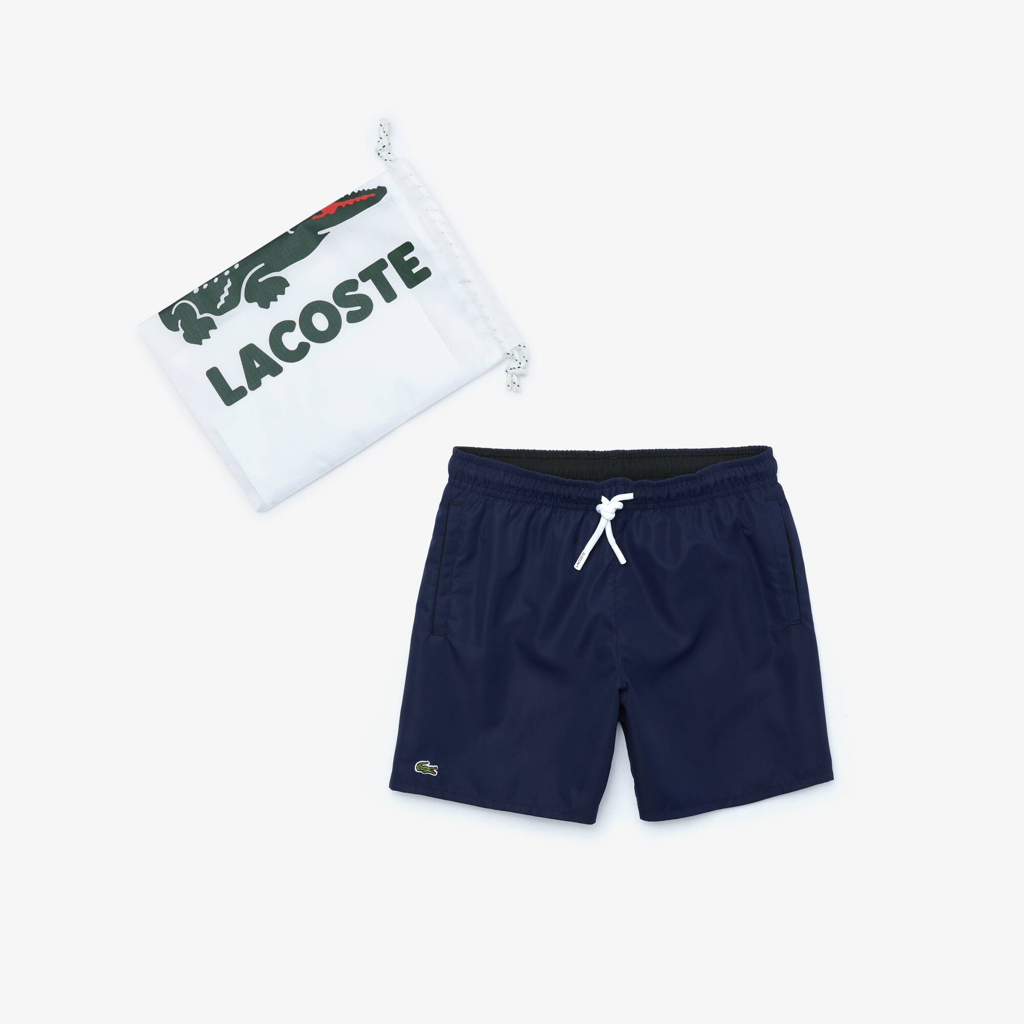 lacoste boys swim trunks