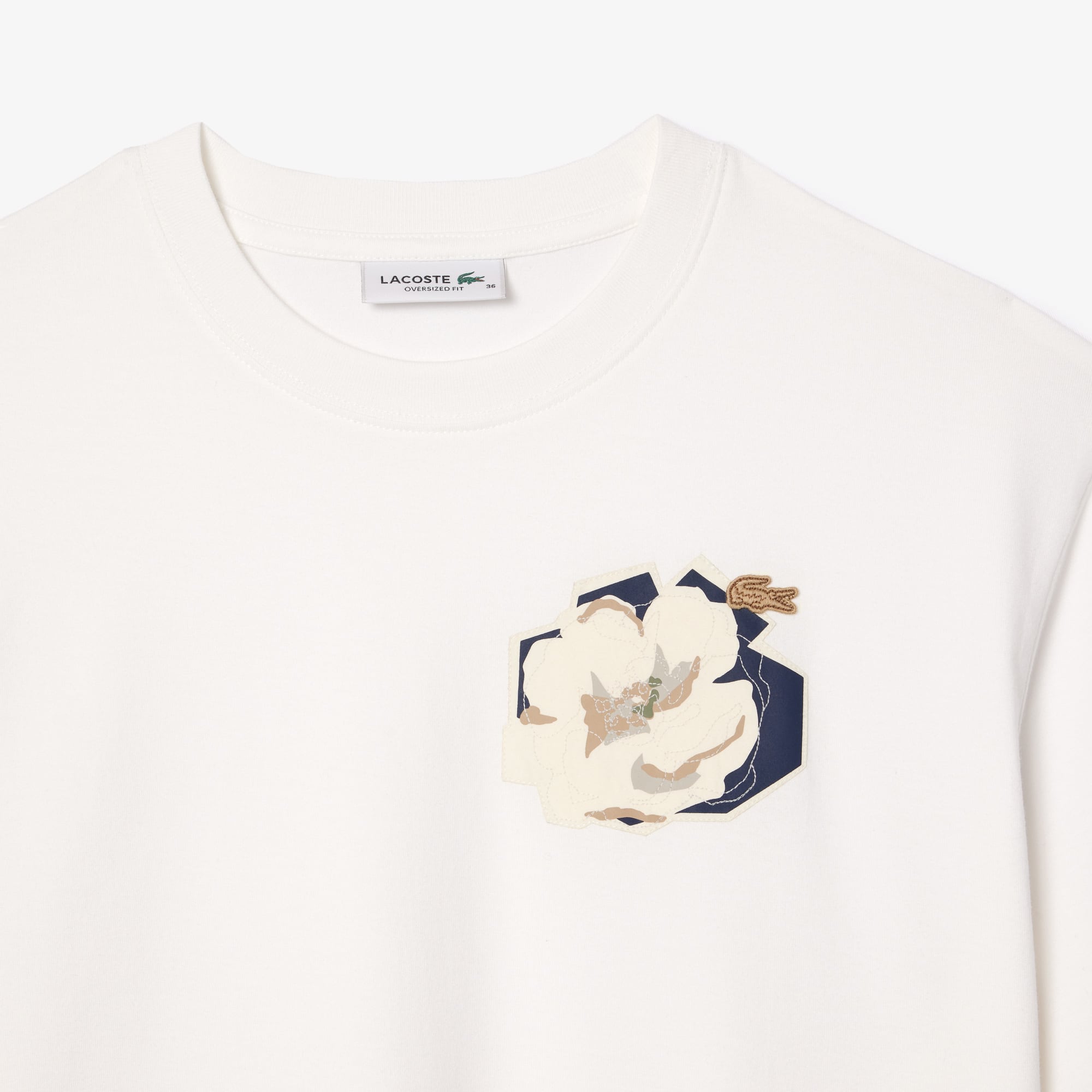 Women's Oversized Flower Print Cotton T-Shirt - T-Shirts