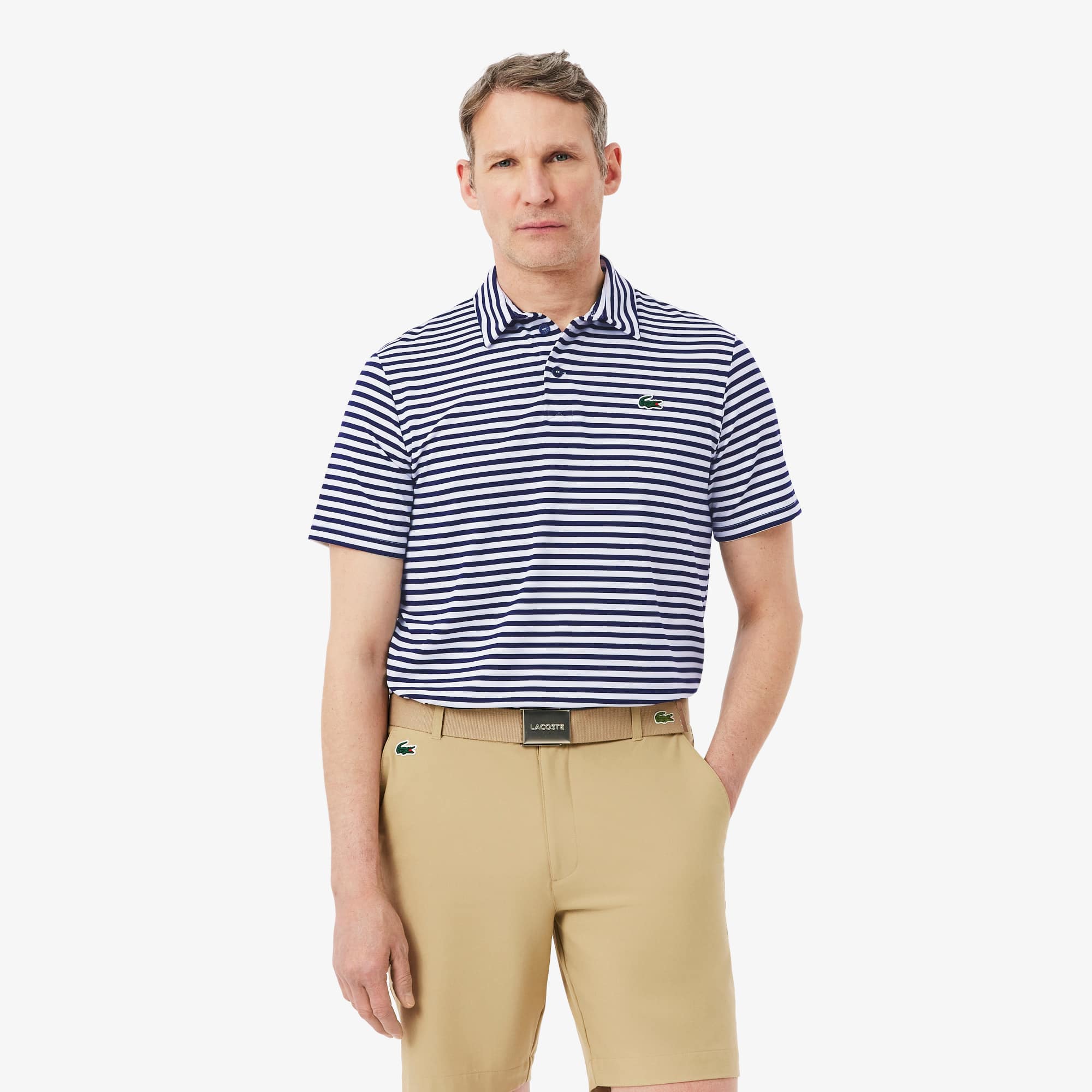 Lacoste Regular Fit Ultra Dry Striped Golf Polo