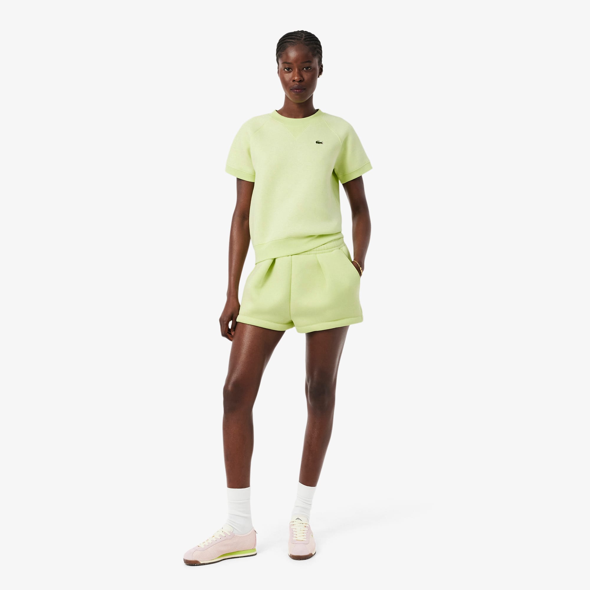 Lacoste Pleated Cotton Shorts - Xxs (32) In Green