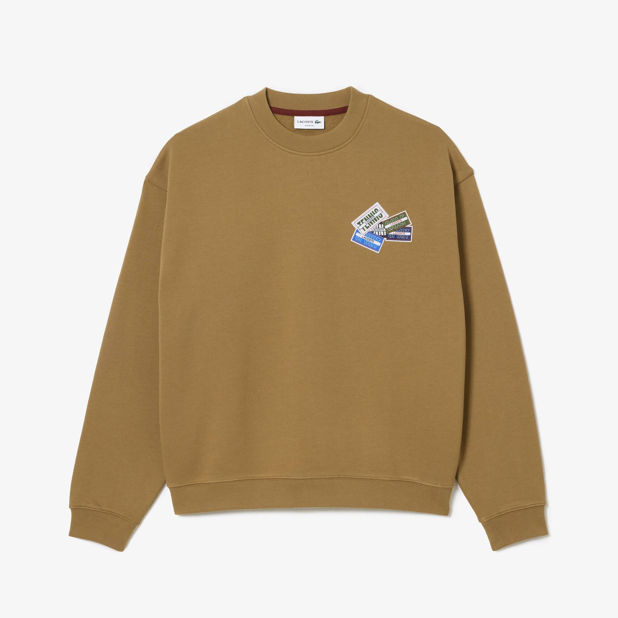 Loose Fit Cotton Badge Detail Jogger Sweatshirt - Sweaters