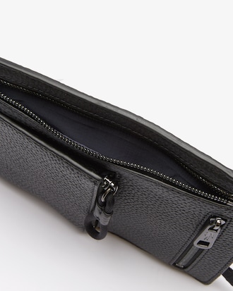 Soft Matte Neck Strap Grained Leather Wallet Bag