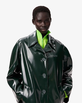 Women's Tailored Collar Vinyl Trench Coat