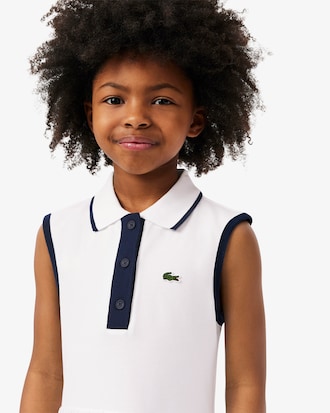 Kids' Stretch Piqué Pleated Polo Dress