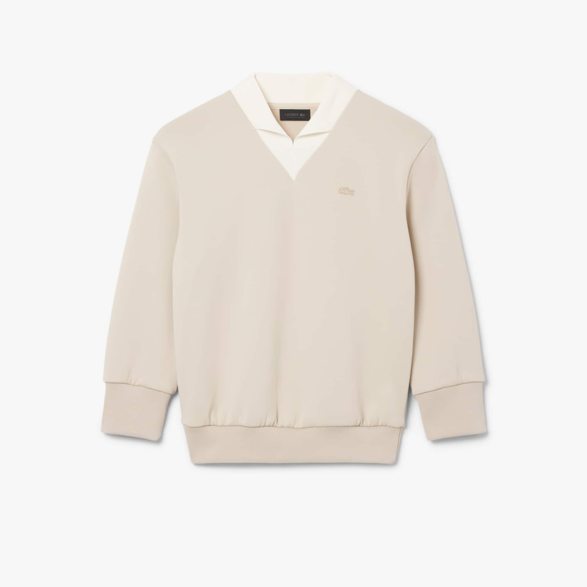 Runway Satin Knit V Neck Sweatshirt