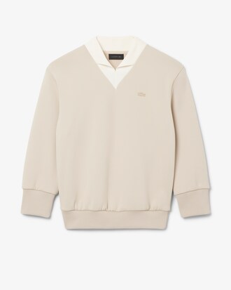 Runway Satin Knit V Neck Sweatshirt