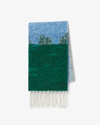 Unisex Landscape Motif Alpaca Wool Scarf