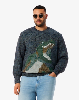 Men's Knit Intarsia Crocodile Sweater