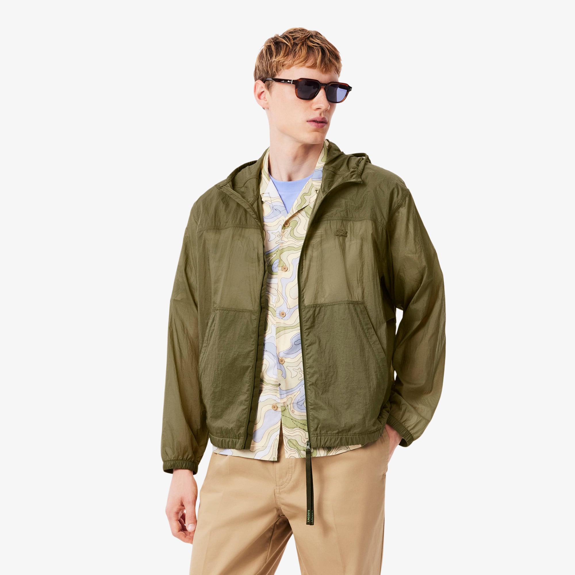 Lacoste Men's Water-repellent Nylon Jacket - 56 - L/xl In Green