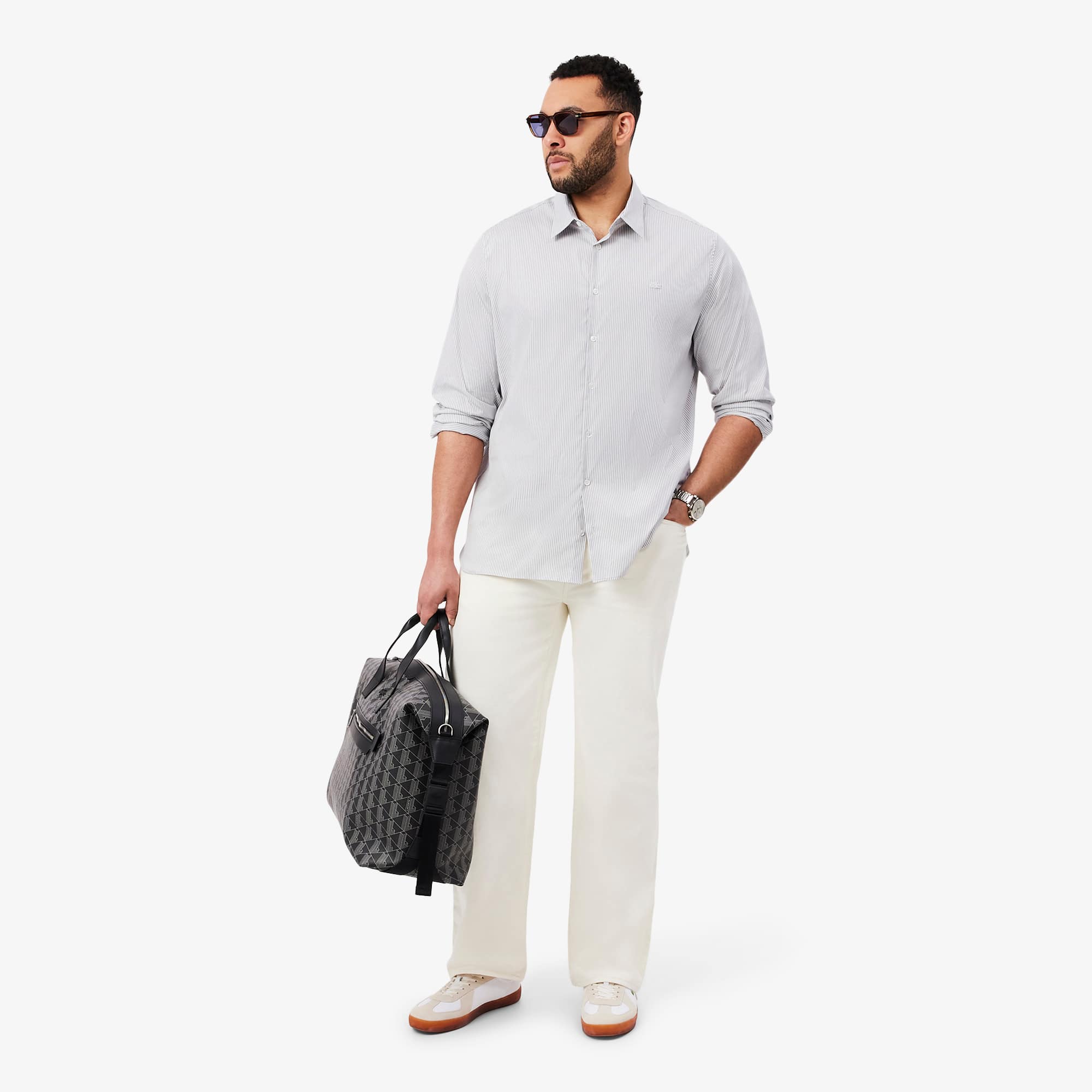 Slim Fit Striped Stretch Poplin Shirt