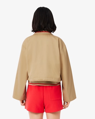 Women's Oversized Polo Collar Twill Jacket