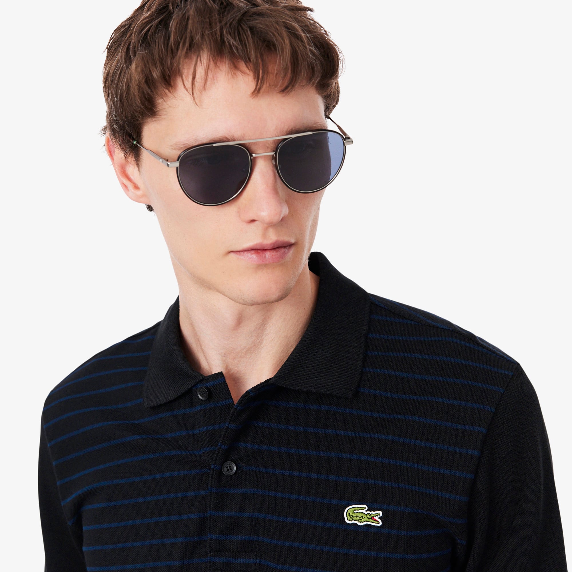 Classic Fit Striped Piqué Polo Shirt