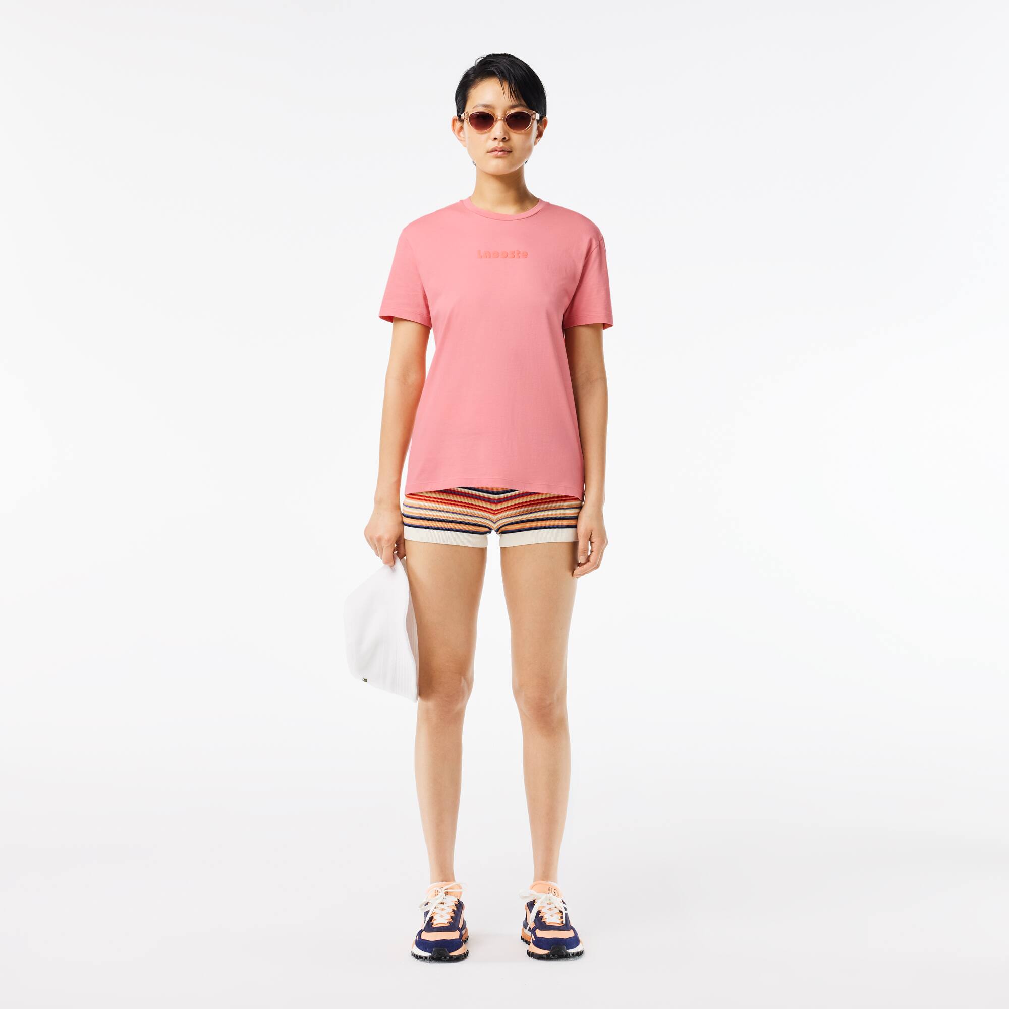 Tシャツ・カットソー COURREGES Women Tops 125MPU130FI00496017 PINK Women's Vintage Print Soft Cotton T-Shirt - T-Shirts & Tops