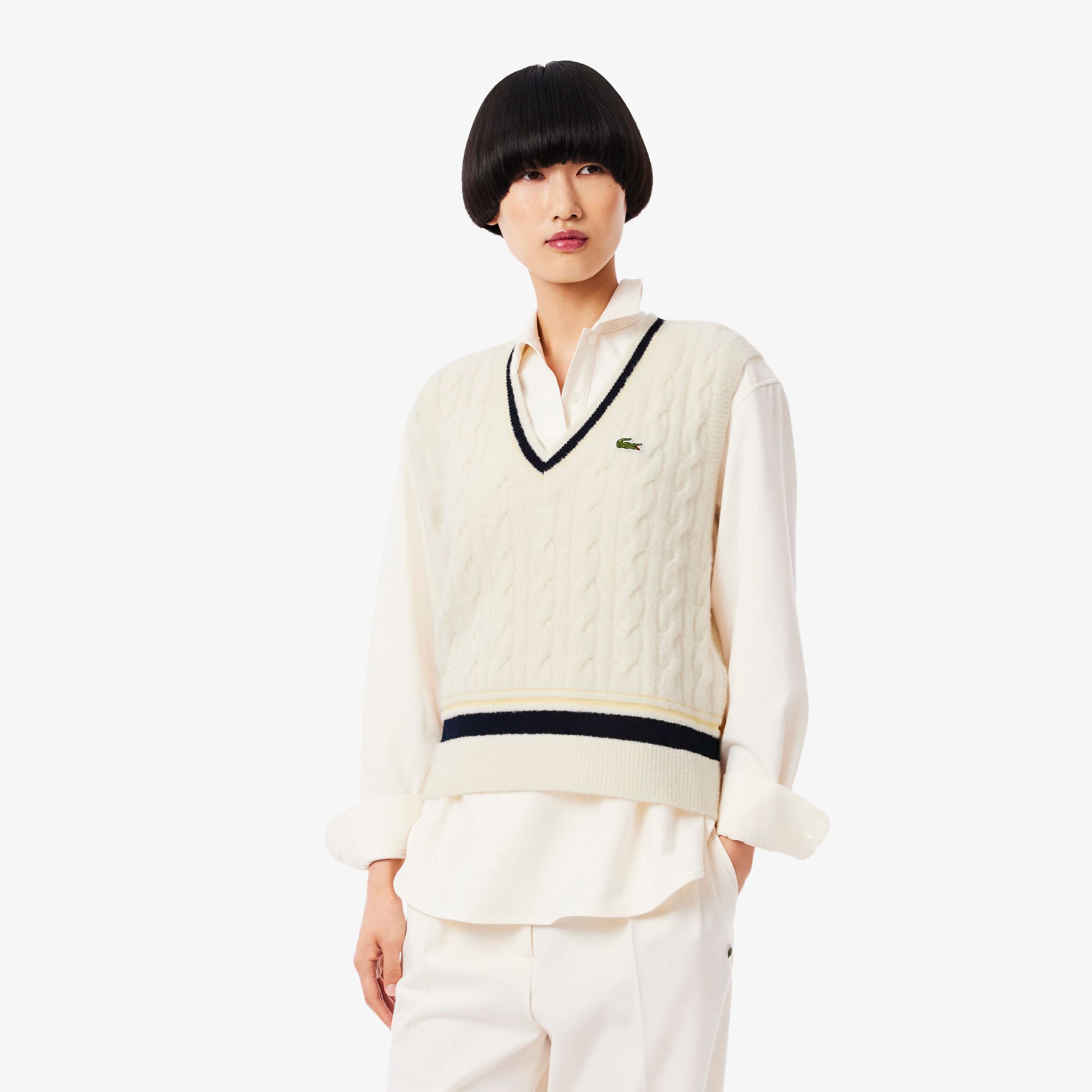 Women's Cable Knit Wool Sweater Vest - Sweaters & Sweatshirts