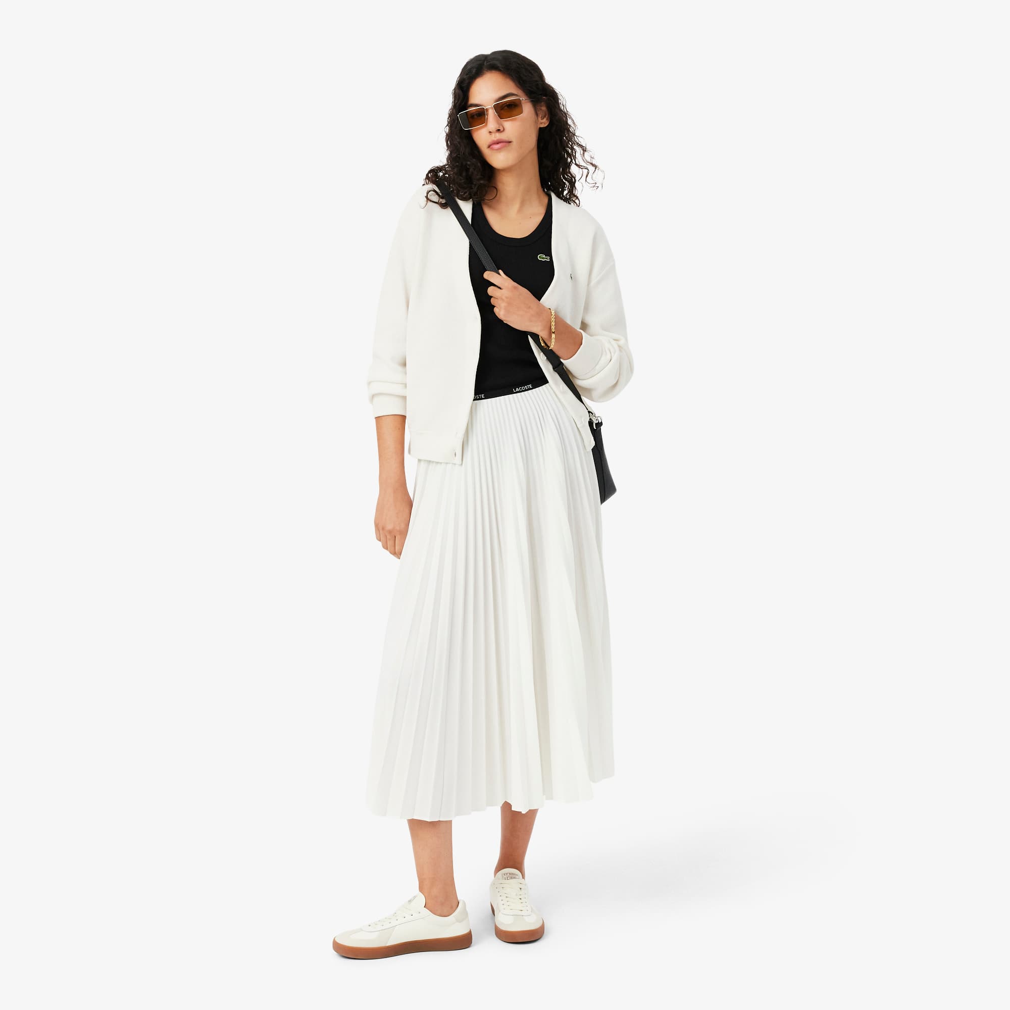 Women's V-Neck Moss Stitch Cotton Cardigan - Sweaters