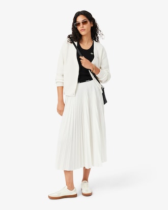 Women's V-Neck Moss Stitch Cotton Cardigan
