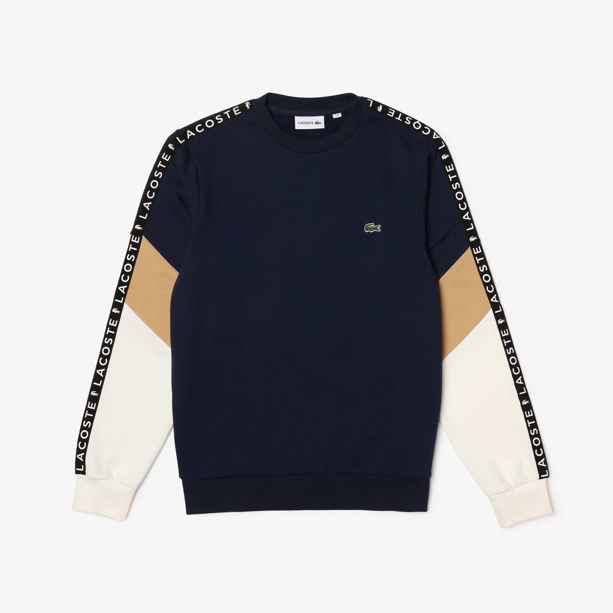 【新品】COTTON SILK L/S CREW NECK Men's Crew Neck Lettered Colorblock Sleeved Fleece Sweatshirt