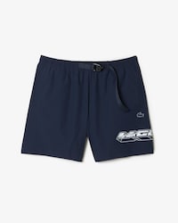 Men’s Quick-Dry Logo Stripe Swim Trunks