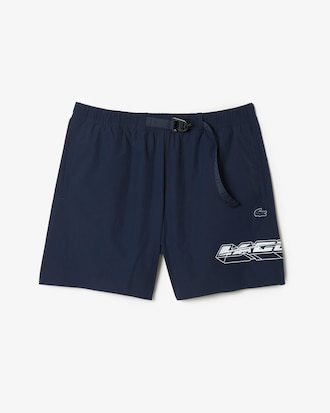 Men’s Quick-Dry Logo Stripe Swim Trunks