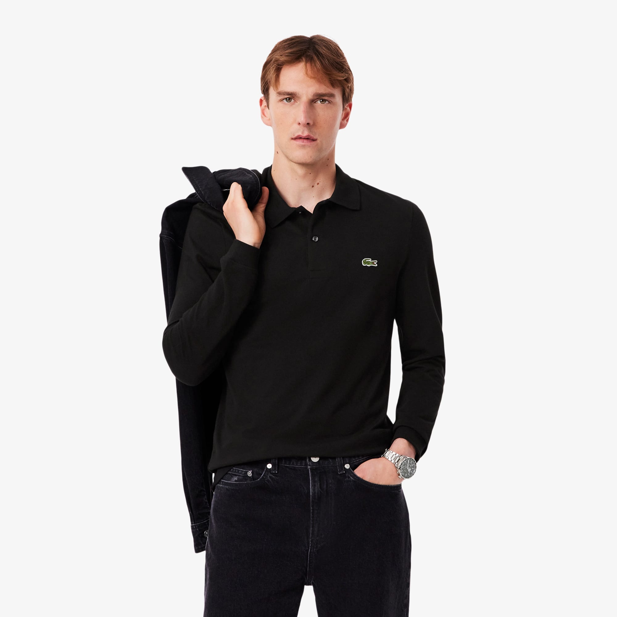トップス Lacoste long sleep polo shirt 6 black LACOSTE 