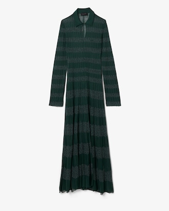 Runway Polo Collar Pointelle Maxi Dress