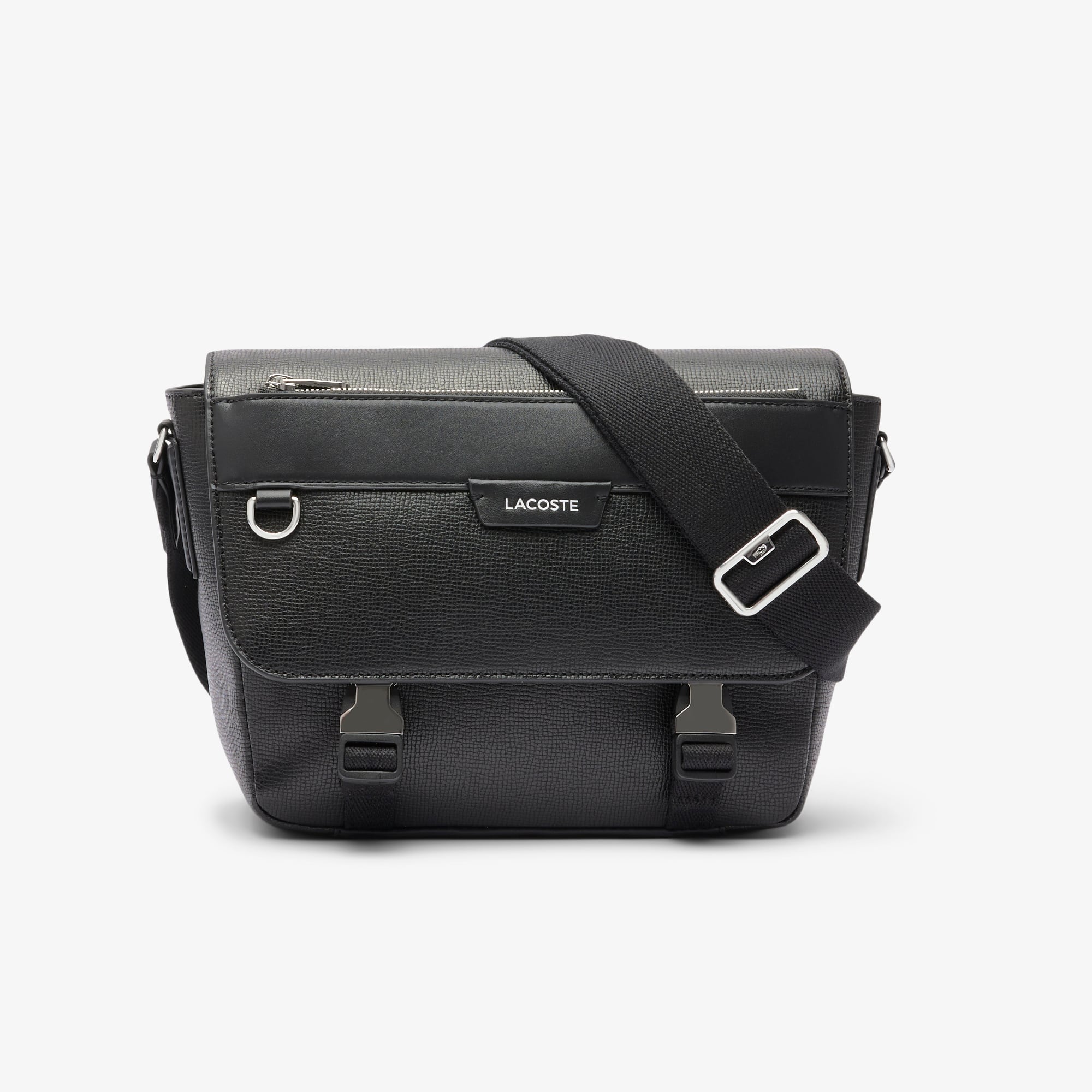 Lacoste Men's Ossian Flap Close Leather Satchel - One Size In Black