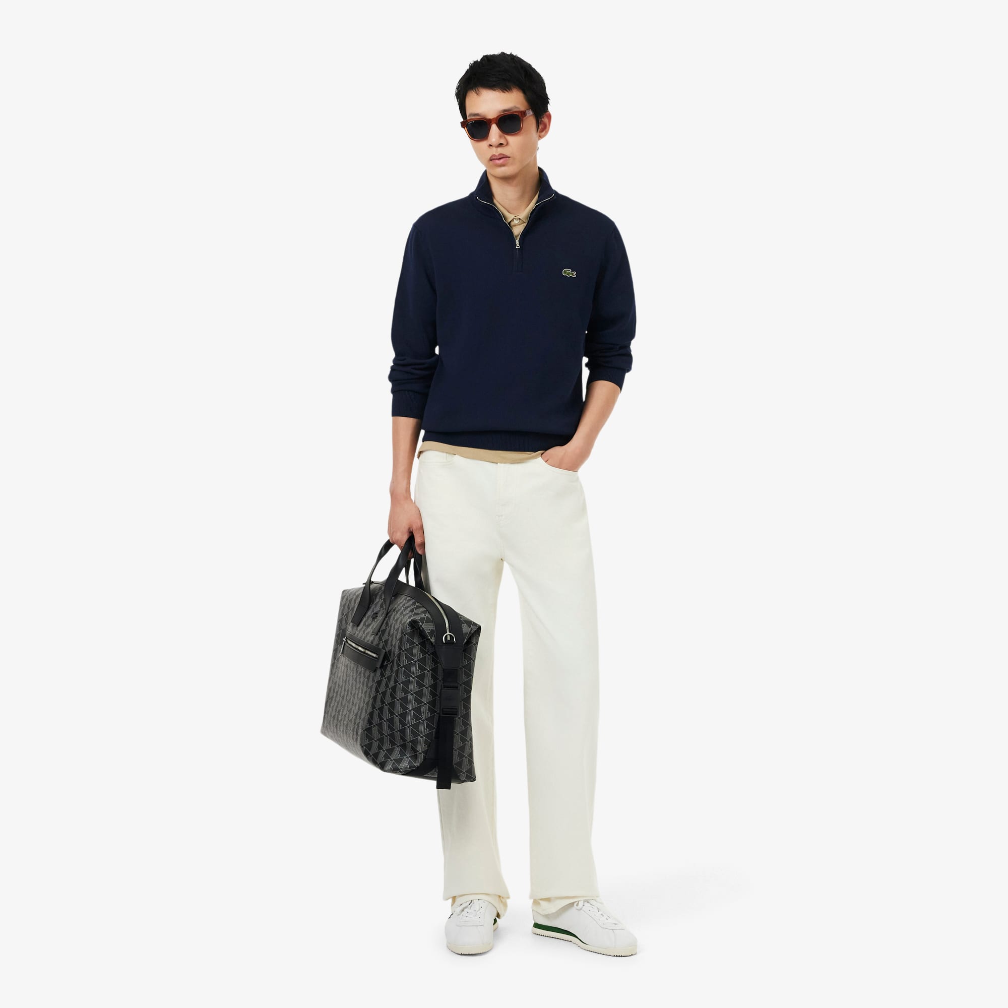Men's Zip-Up High-Neck Cotton Sweater - Sweaters & Sweatshirts