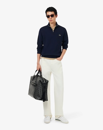 Zipped High Neck Cotton Sweater