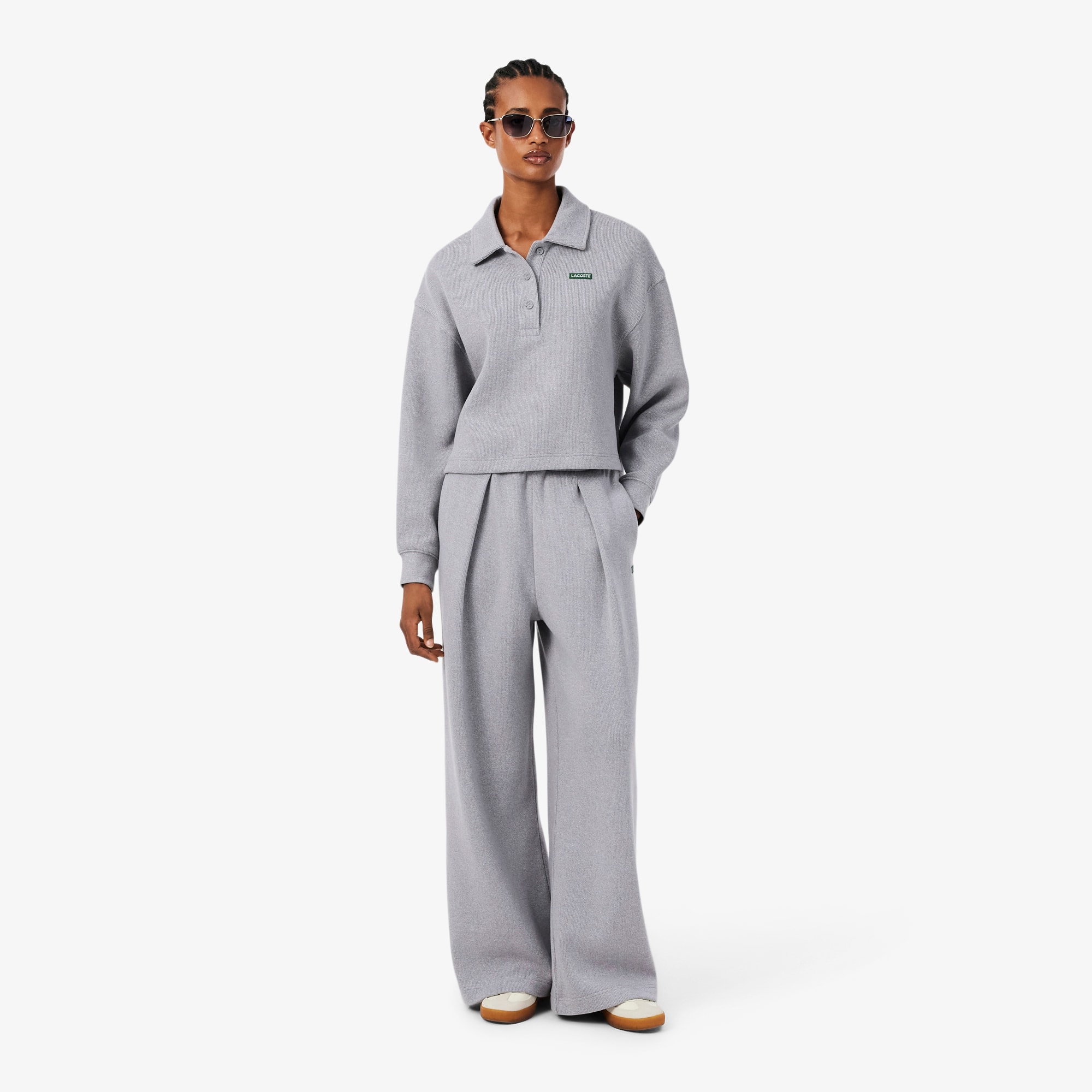Lacoste Flare Fit Ribbed Sweatpants - L (40) In Grey