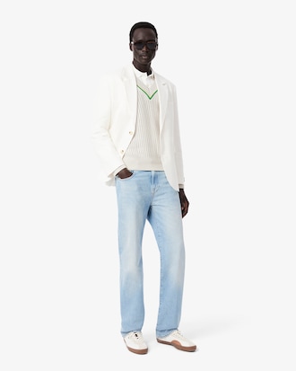 Unisex V-Neck Striped Tennis Sweater