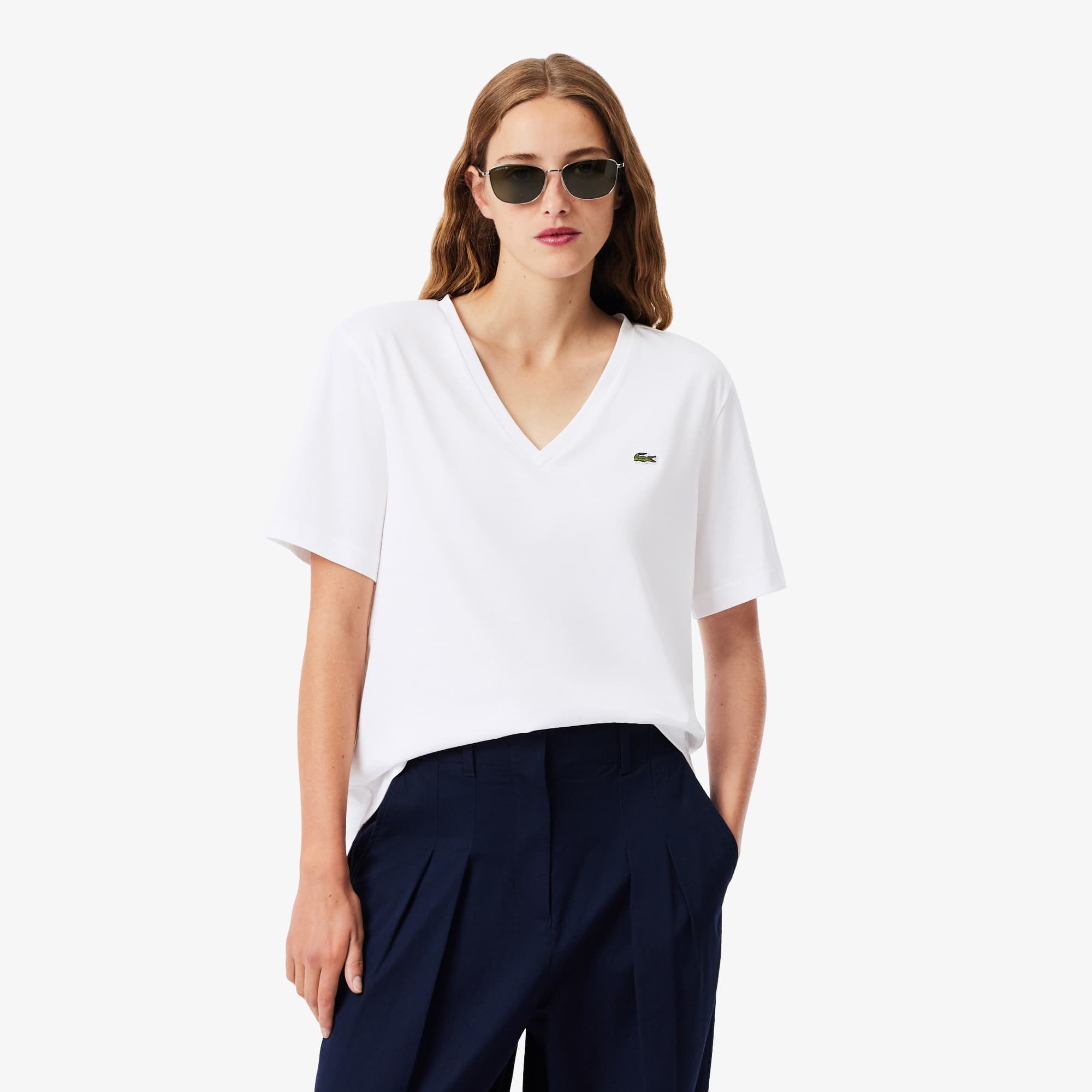 Women's Relaxed Fit Soft Cotton V-Neck T-Shirt - T-Shirts & Tops