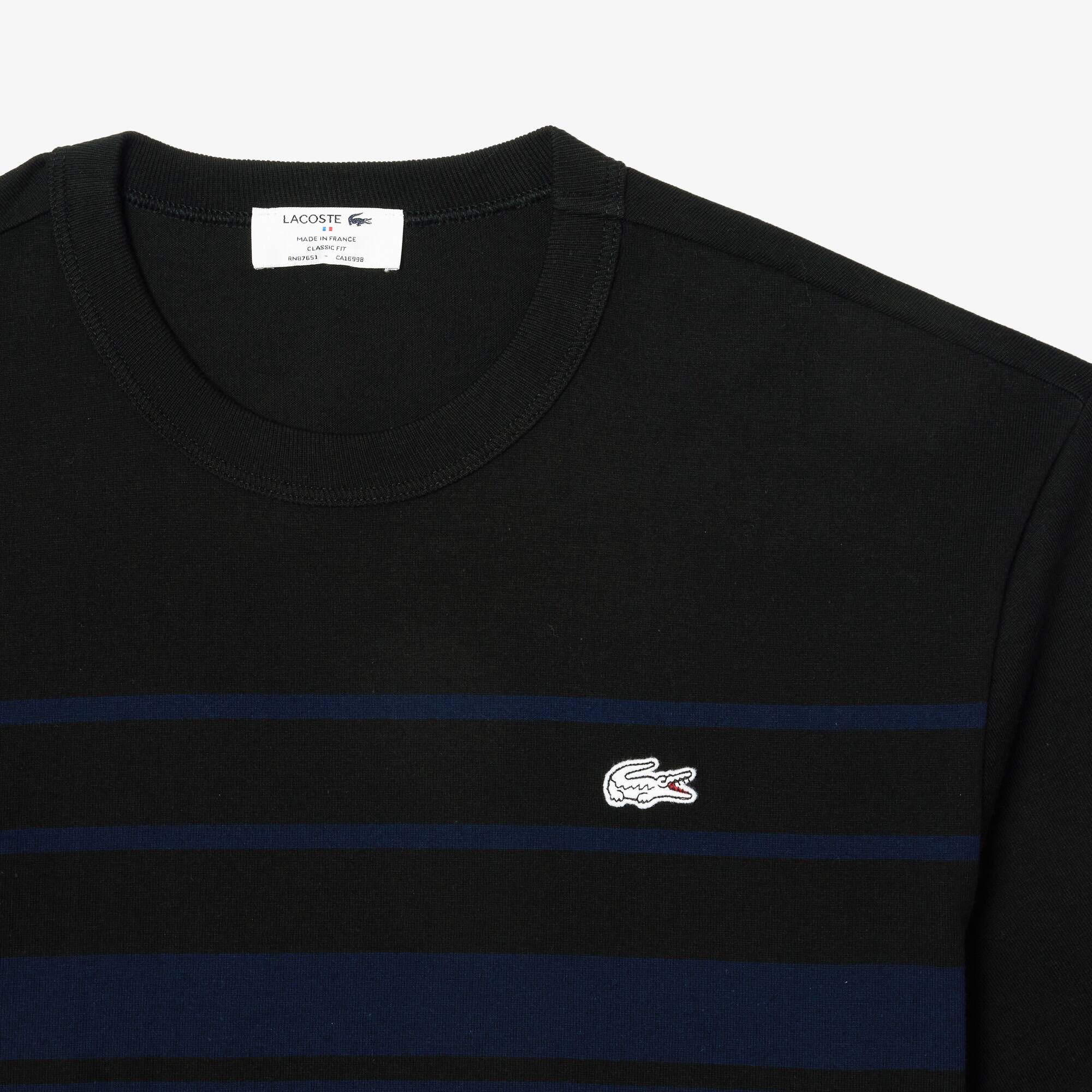 送料込★LACOSTE★TH8130 Tシャツ フランスメイドパネルボーダー鹿の子地Tシャツ TH8130