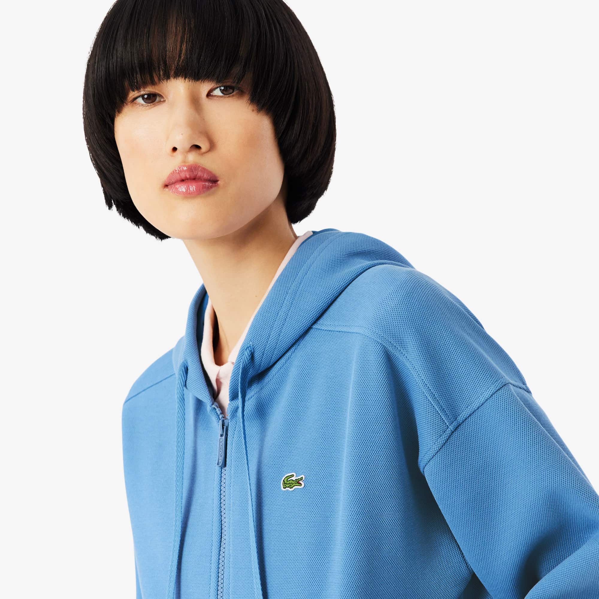 Women's Zip-Up Piqué Hoodie - Sweaters & Sweatshirts - New In 2026