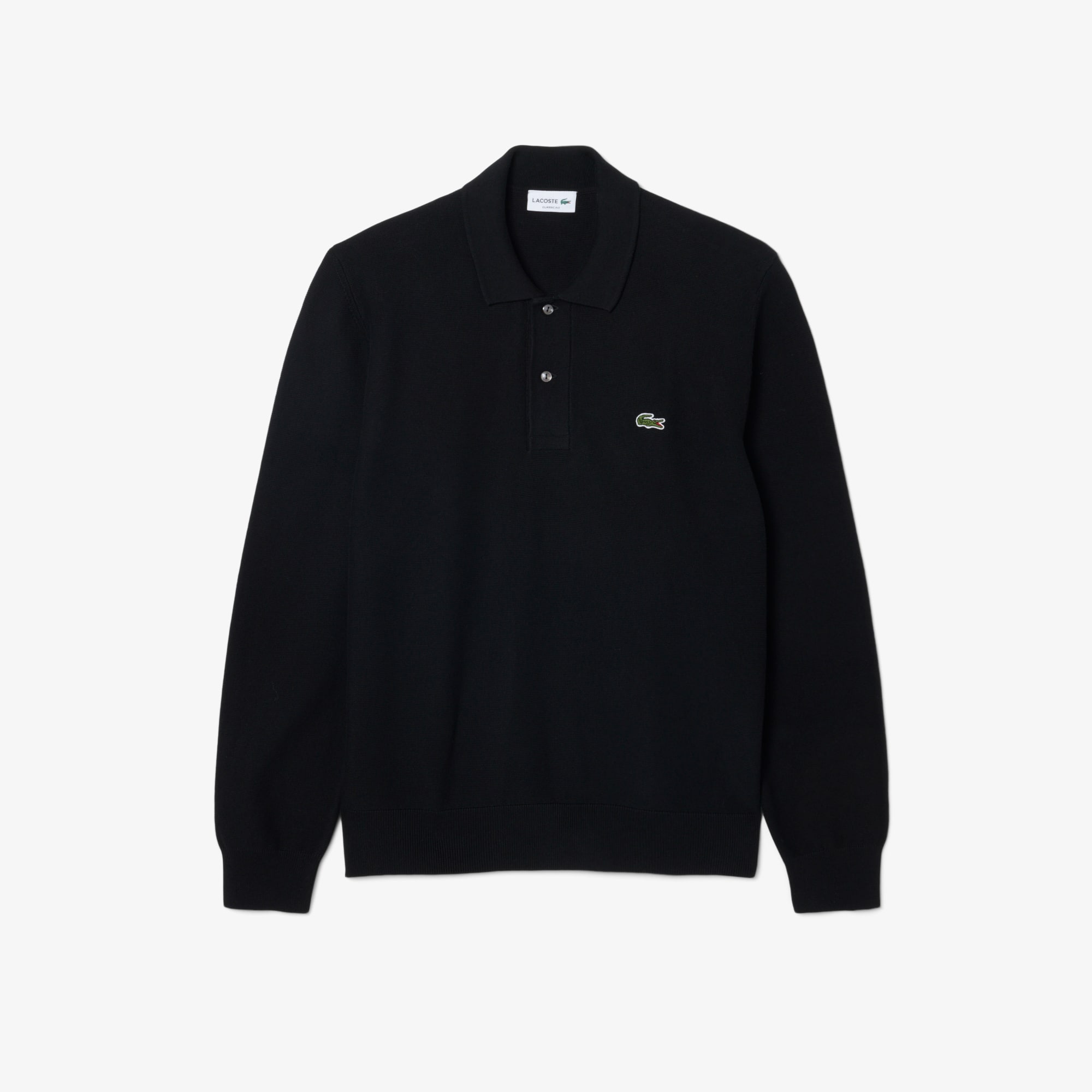 Classic Fit Long Sleeved Knitted Polo Shirt