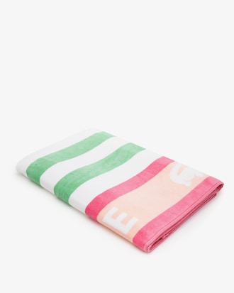 Toalla de playa Lacoste en algod&oacute;n con rayas de colores